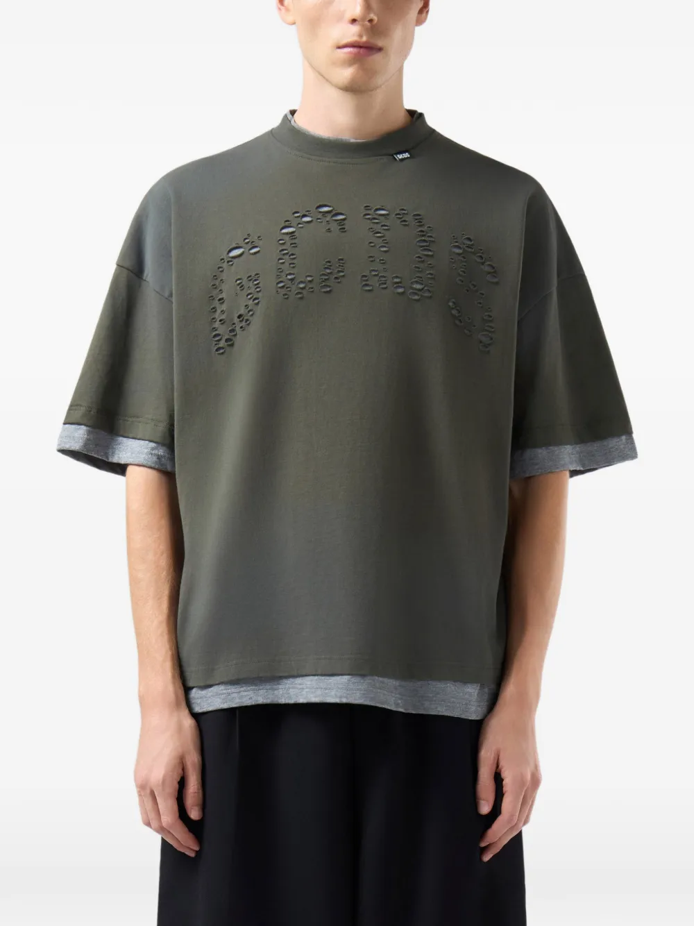 GCDS laser-cut double-layer T-shirt Groen