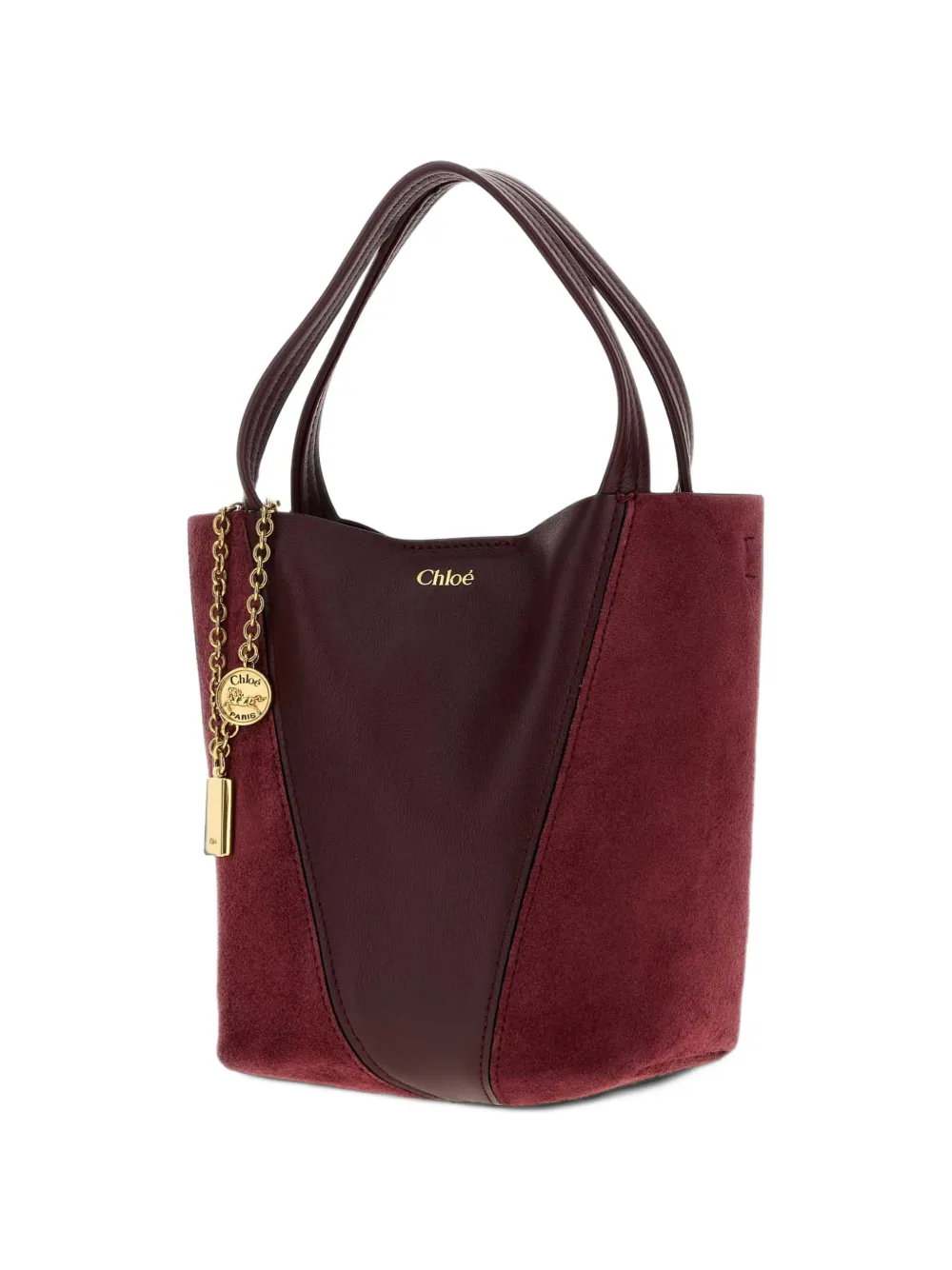 Chloé small Spin tote bag in suede & soft leather Rood