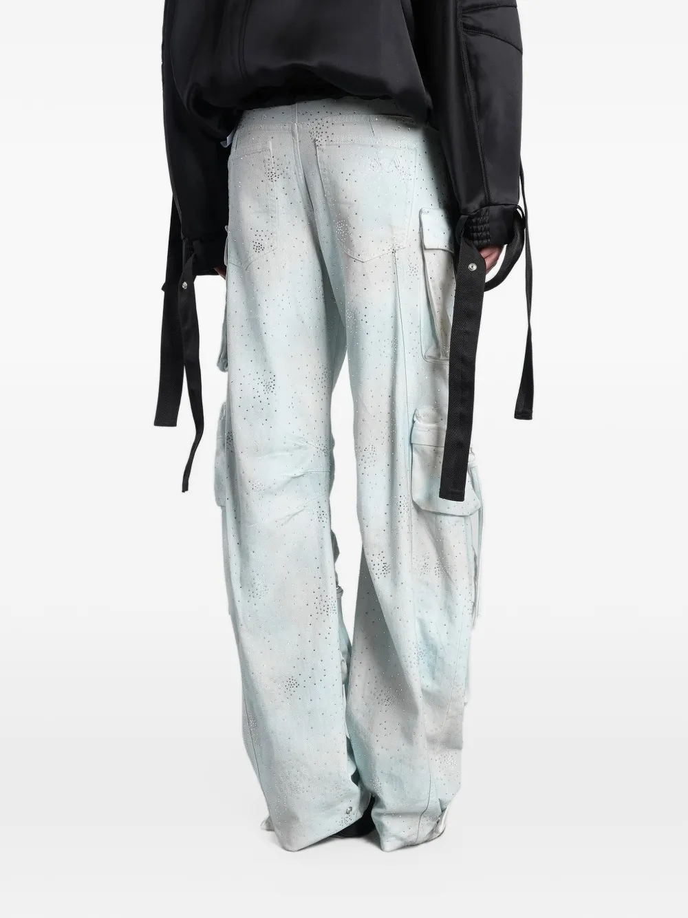 The Attico crystal-embellished cargo-pocket jeans Blauw