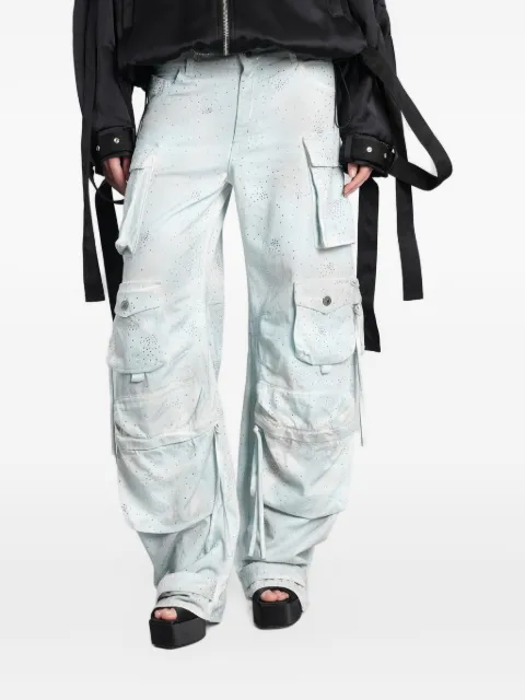 The Attico crystal-embellished cargo-pocket jeans