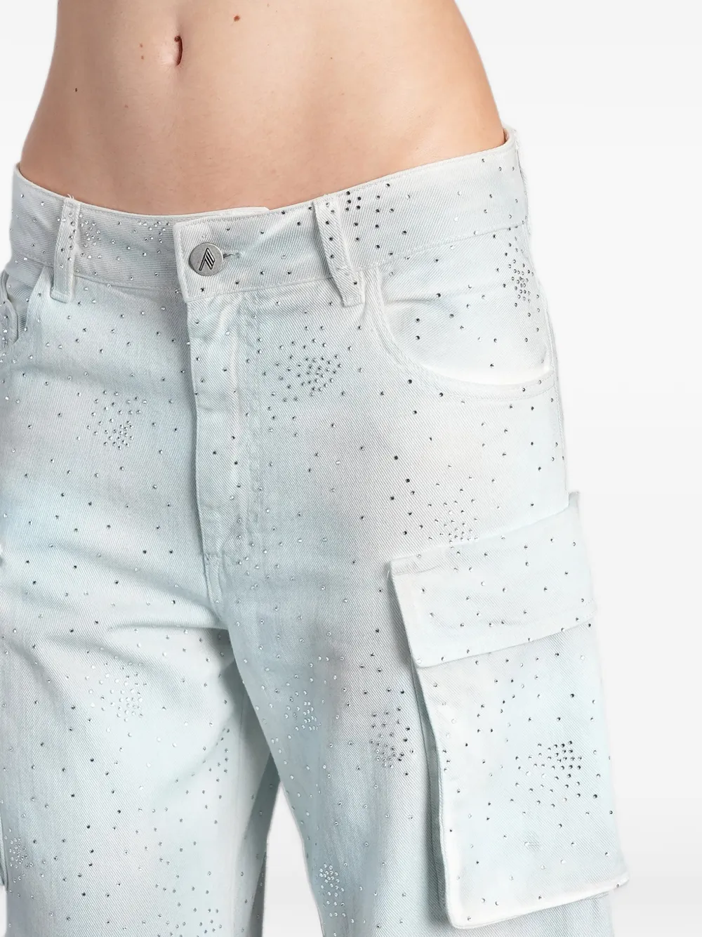 The Attico crystal-embellished cargo-pocket jeans Blauw