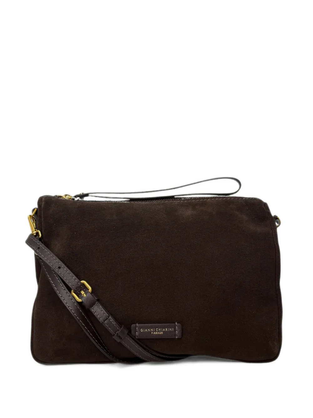GIANNI CHIARINI Nora suede shoulder bag Bruin