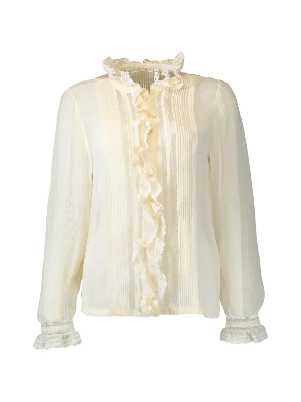DÔEN Magdeleine ruffled silk blouse - Toni neutri