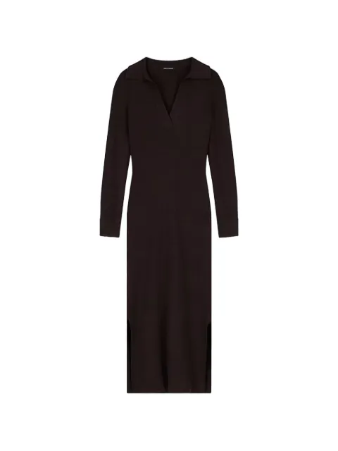 Armani Exchange polo-collar side-slit midi dress