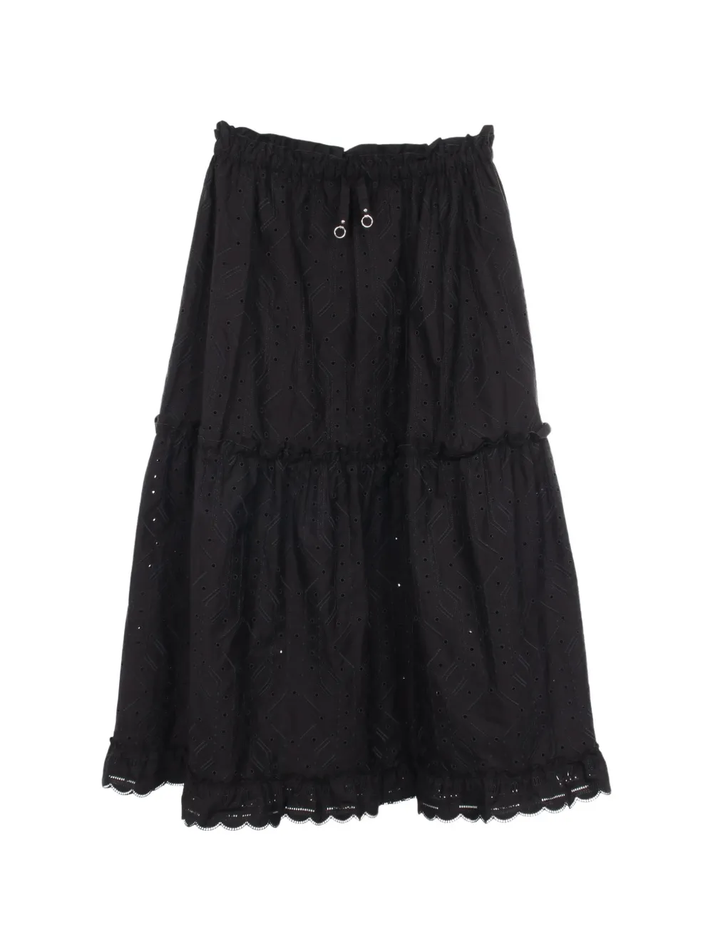 Hermès Pre-Owned 2010s embroidered tiered midi skirt - Schwarz