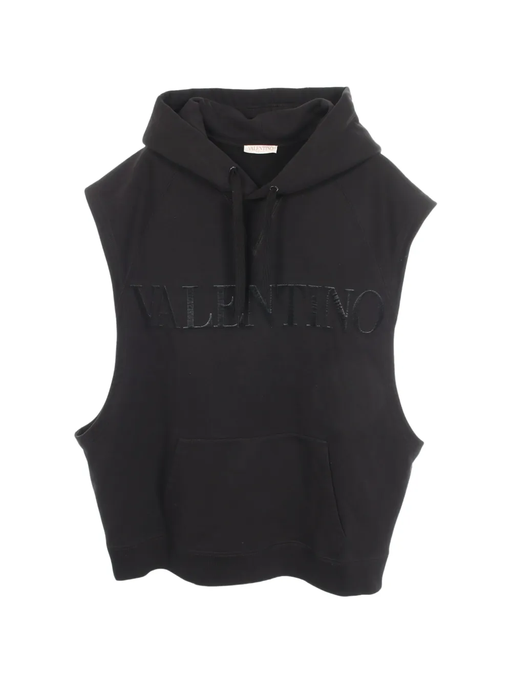 Valentino Garavani Pre-Owned 2000s embossed-logo sleeveless hoodie - Nero