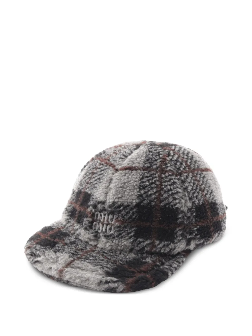Miu Miu Pre-Owned Cappello da baseball a quadri con logo anni 2010 - Grigio
