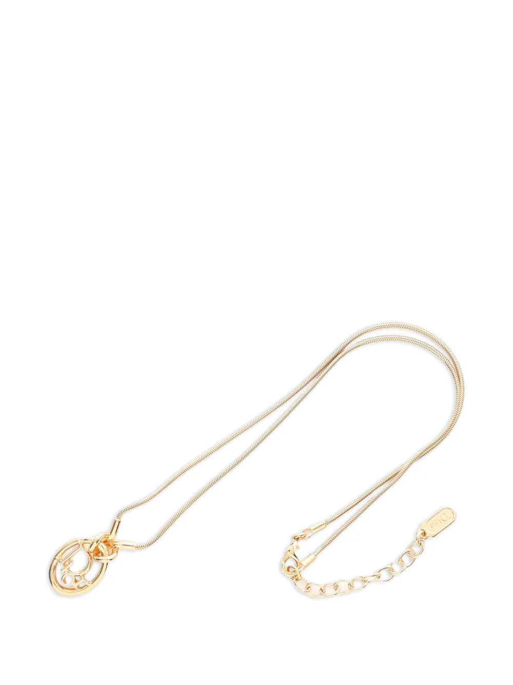 Christian Dior Pre-Owned Oblique logo pendant necklace - Oro