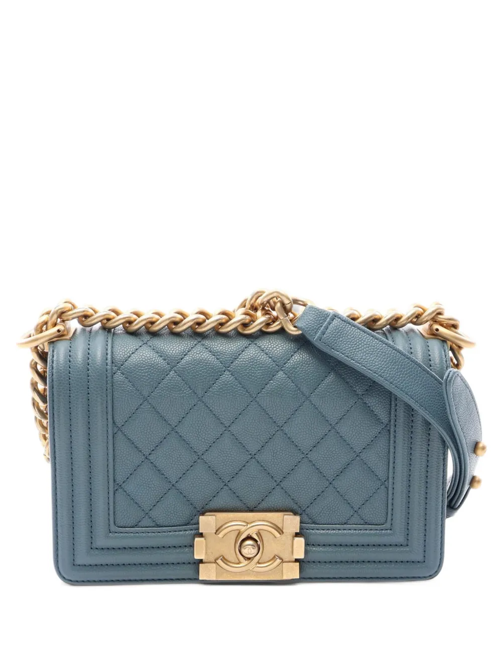 CHANEL Pre-Owned 2018 Small Boy Chanel chain shoulder bag - Blue