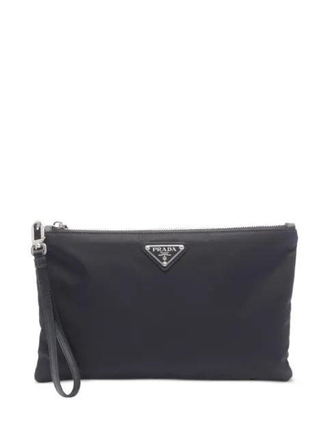 Prada Pre-Owned triangle logo clutch bag
