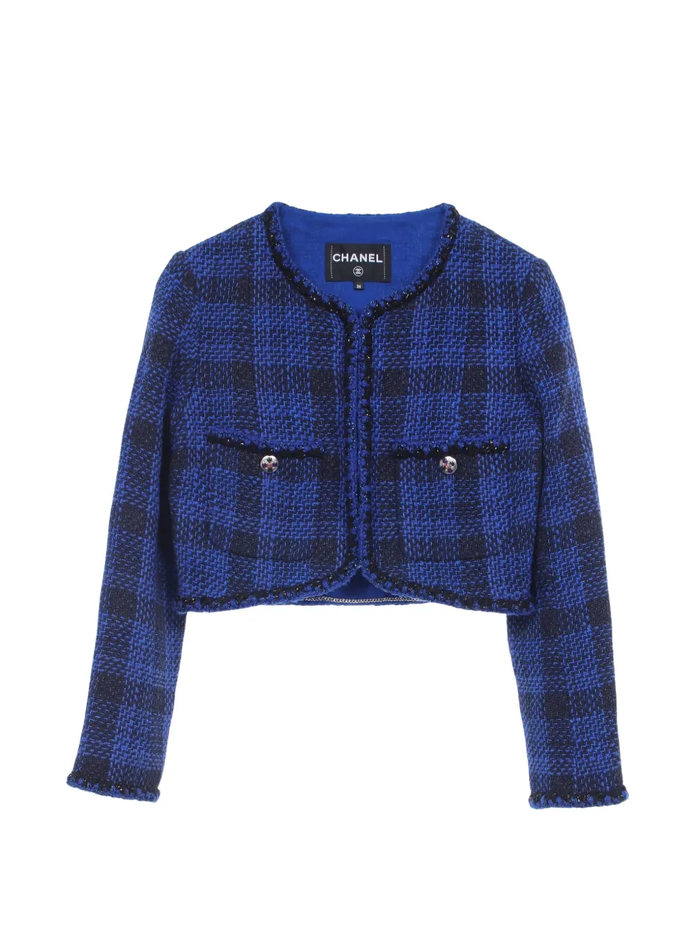 CHANEL Pre-Owned 1986-1988 Cocomark button tweed jacket - Blau