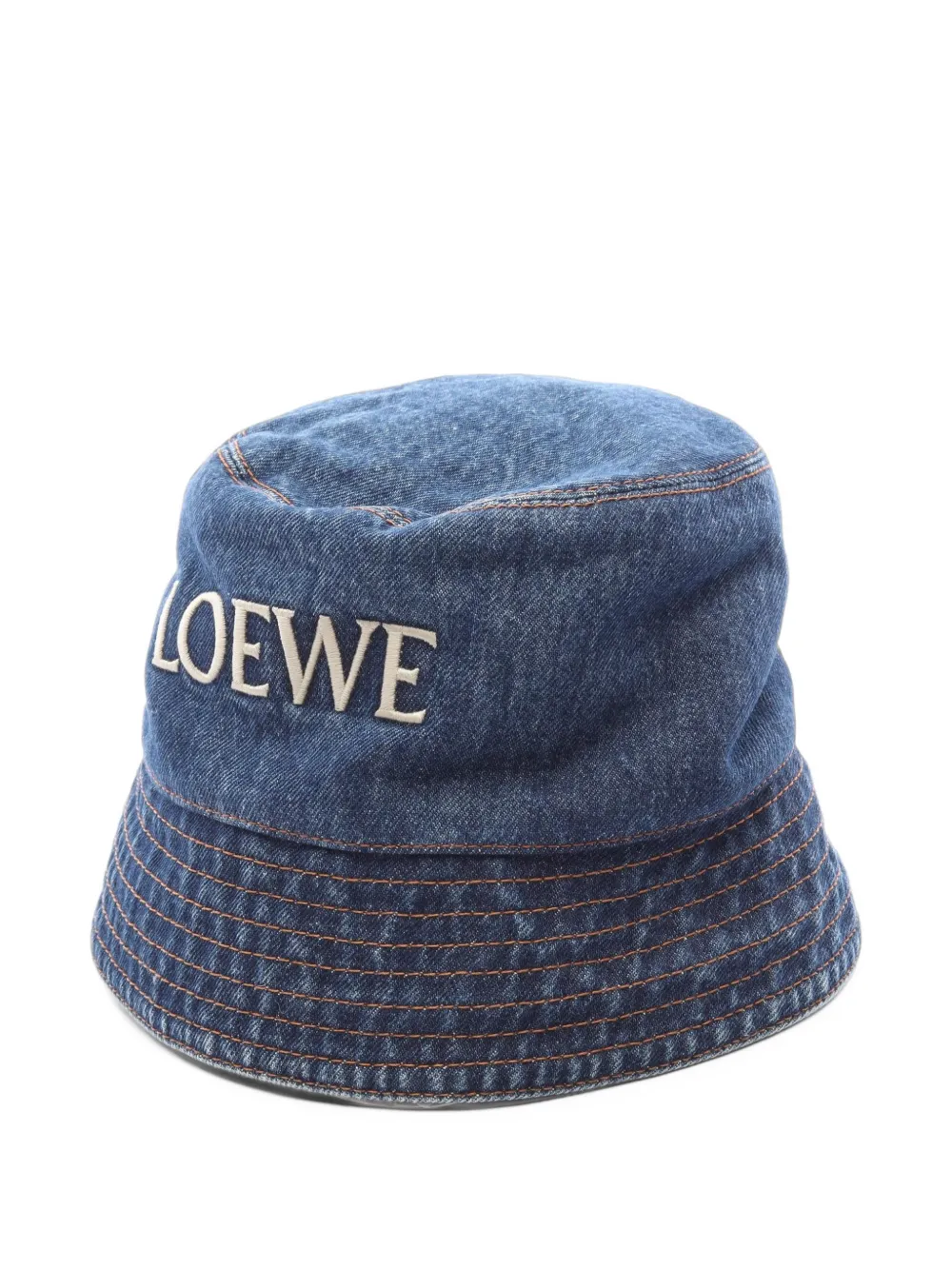 Loewe Pre-Owned 2020s logo-embroidered denim bucket hat - Blau