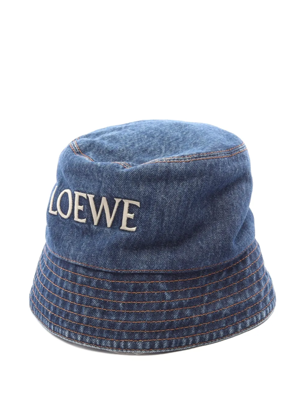 Loewe Pre-Owned 2020s logo-embroidered denim bucket hat - Blu
