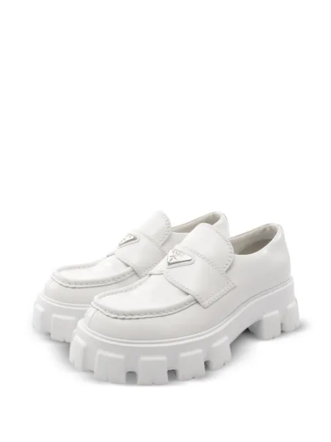 Prada Pre-Owned 2010s Monolith logo plate loafers