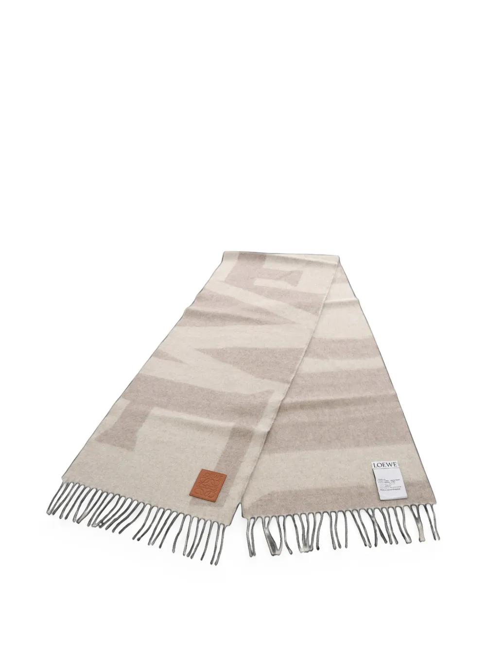 Loewe Pre-Owned 2020s Anagram fringed scarf - Nude