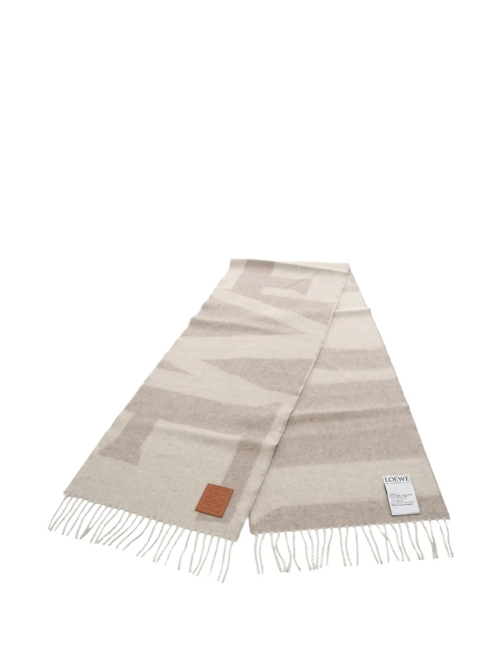 Loewe Pre-Owned 2020s Anagram fringed scarf - Toni neutri