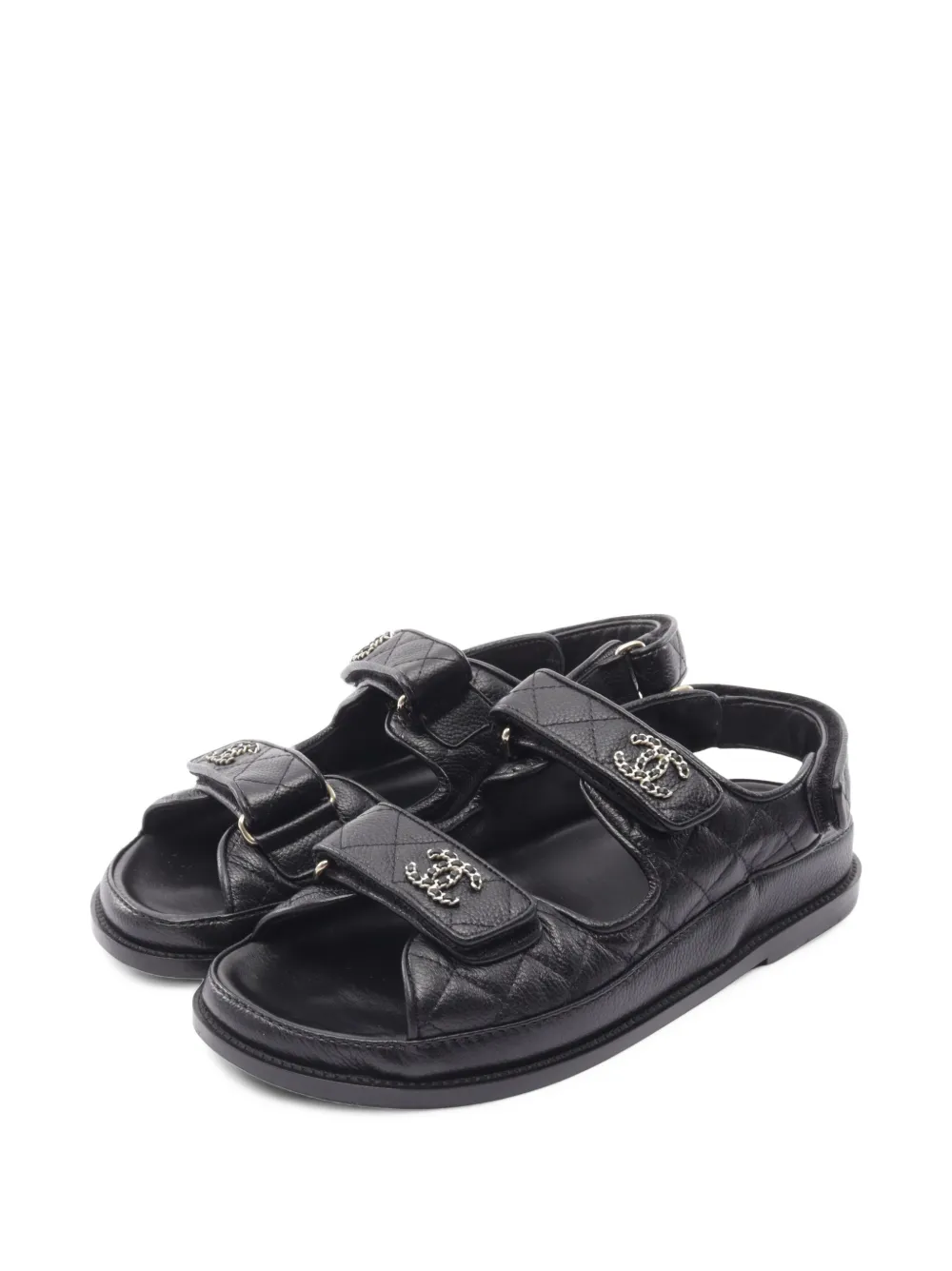 CHANEL Pre-Owned 1986-1988 quilted touch-strap sandals - Black
