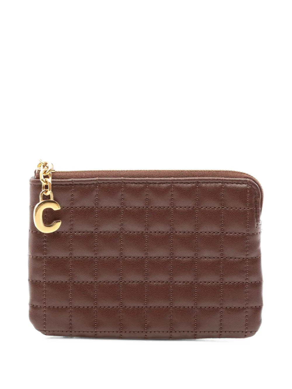 Celine Pre-Owned 2010s C-charm quilted coin purse - Braun