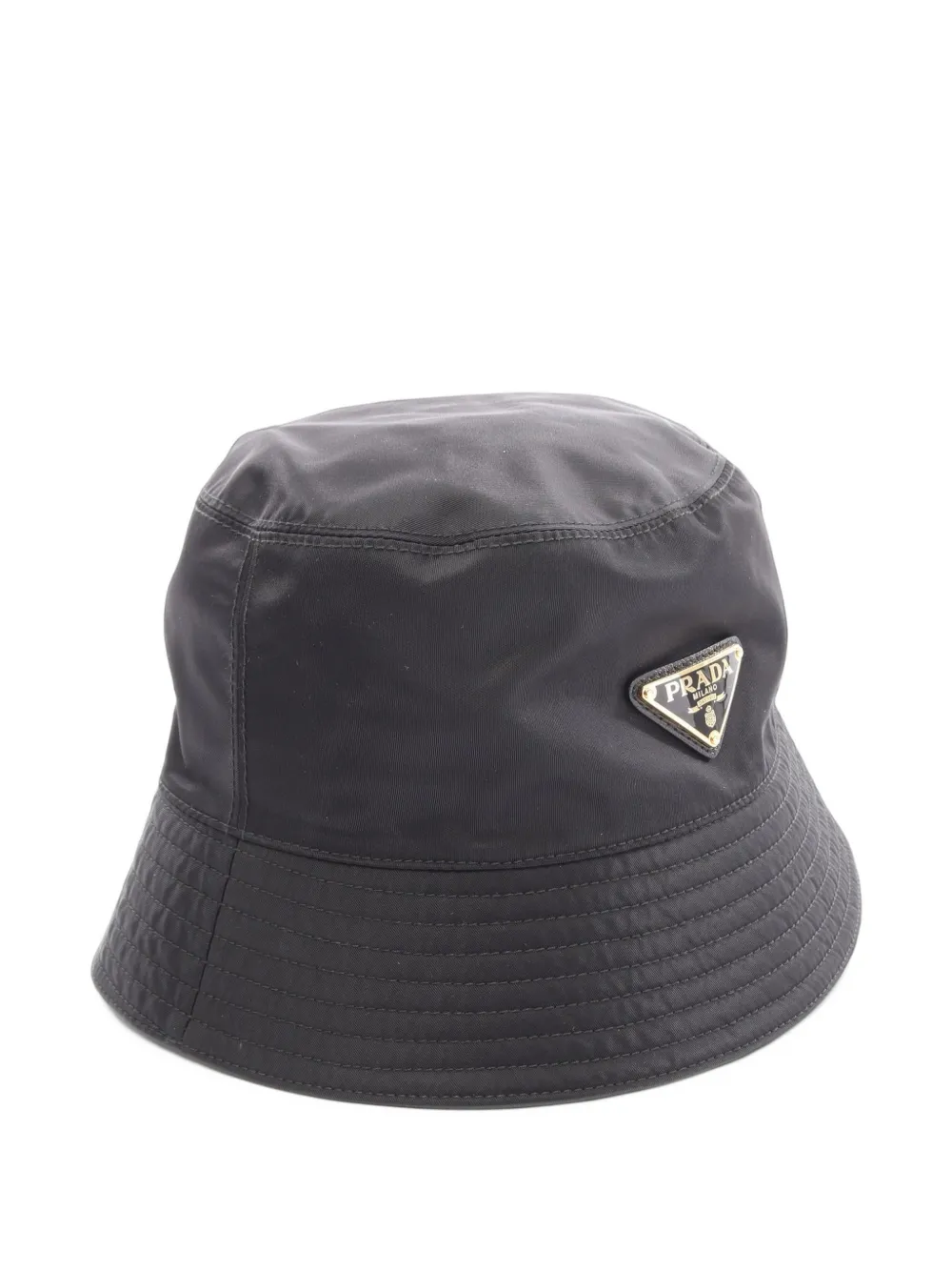 Prada Pre-Owned 2010s Re-Nylon logo plate bucket hat – Black
