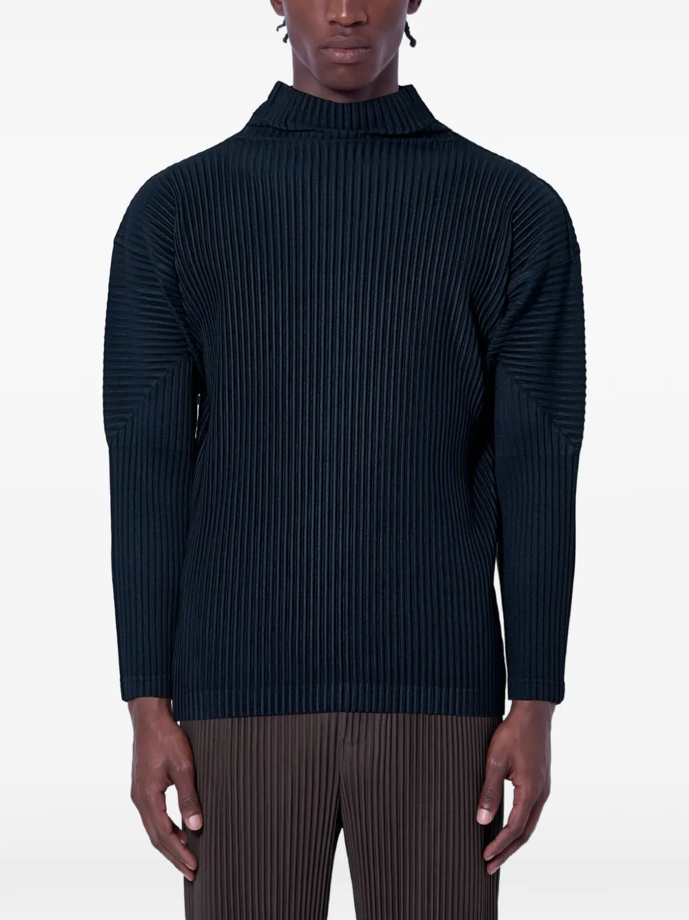 Homme Plissé Issey Miyake ribbed-knit turtleneck sweater - Blu
