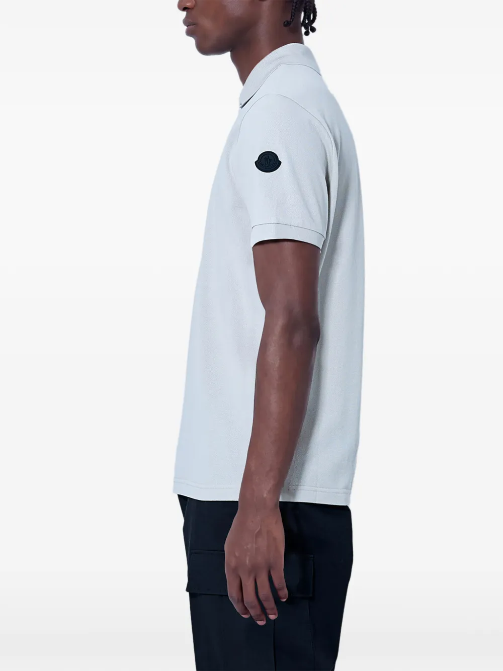 Moncler logo-patch cotton polo shirt Beige