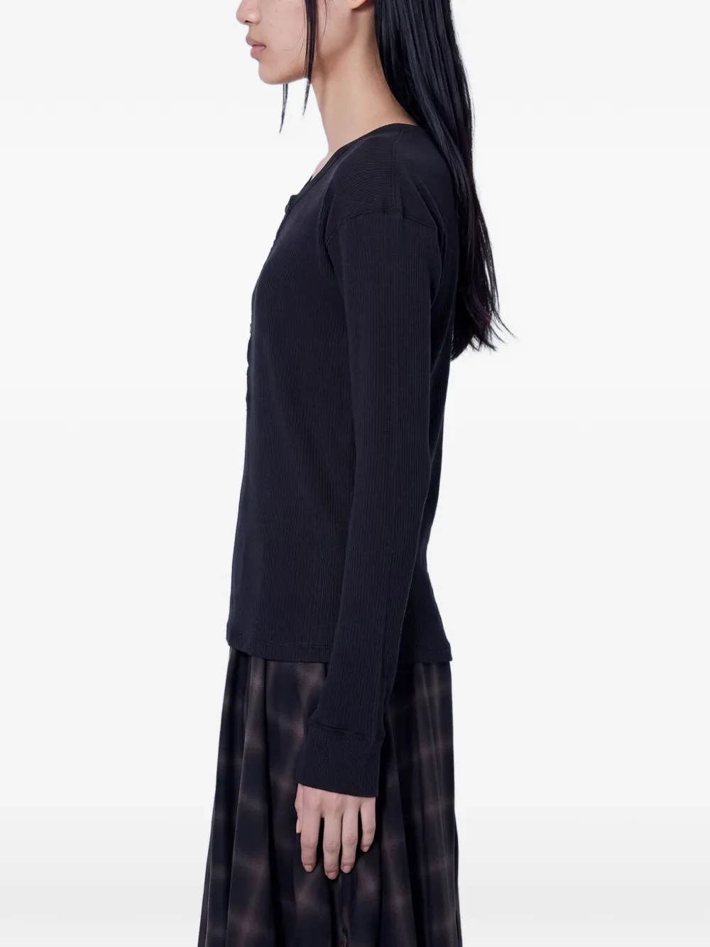 OUR LEGACY Gentle Henley longsleeve top Zwart