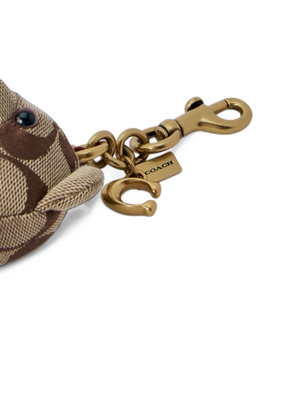 Coach bear bag charm in signature jacquard Beige