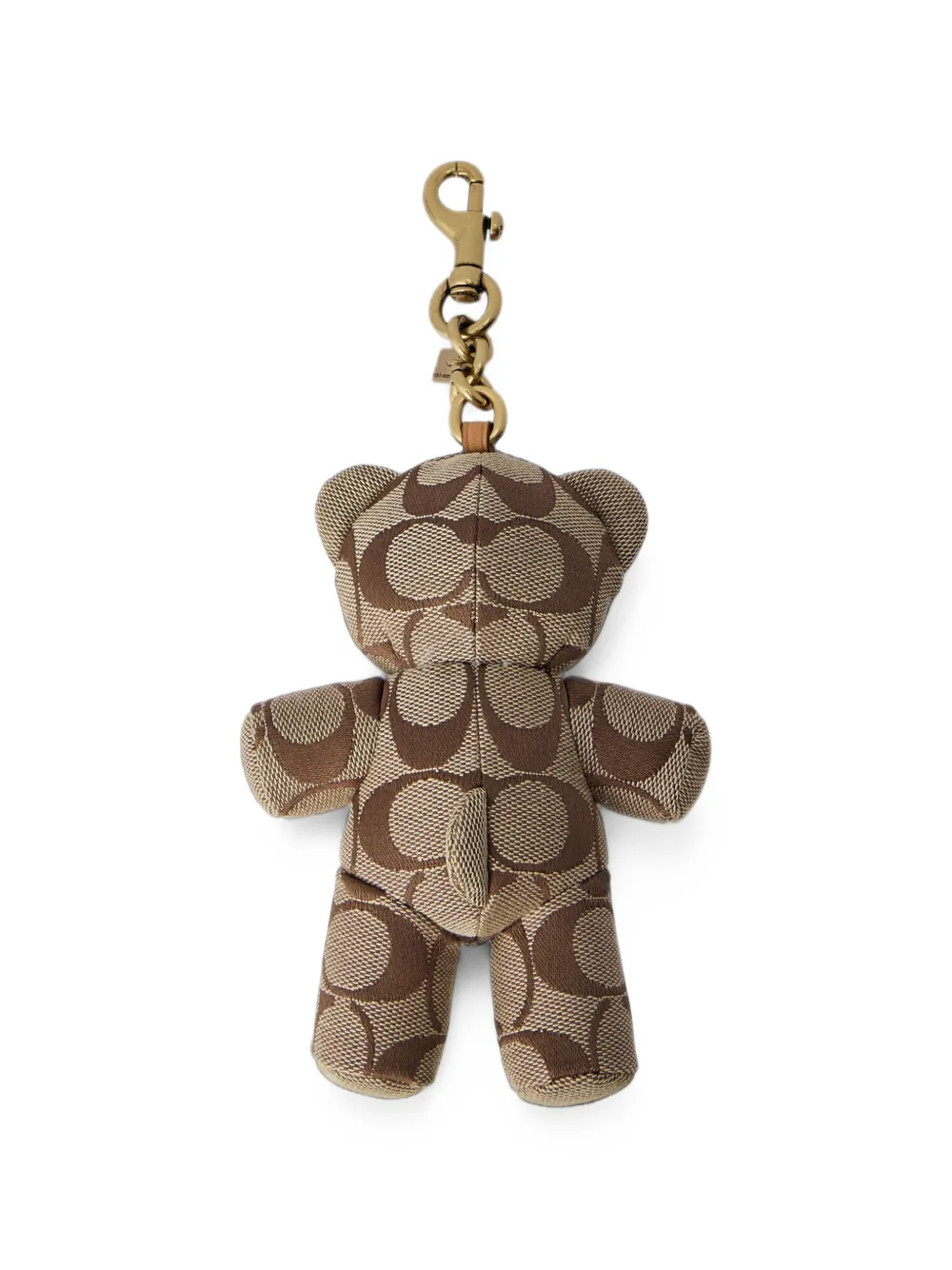 Coach bear bag charm in signature jacquard Beige