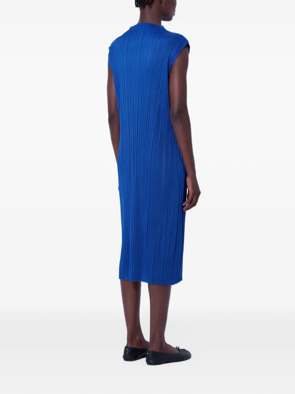 Pleats Please Issey Miyake July geplooide mouwloze midi-jurk Blauw