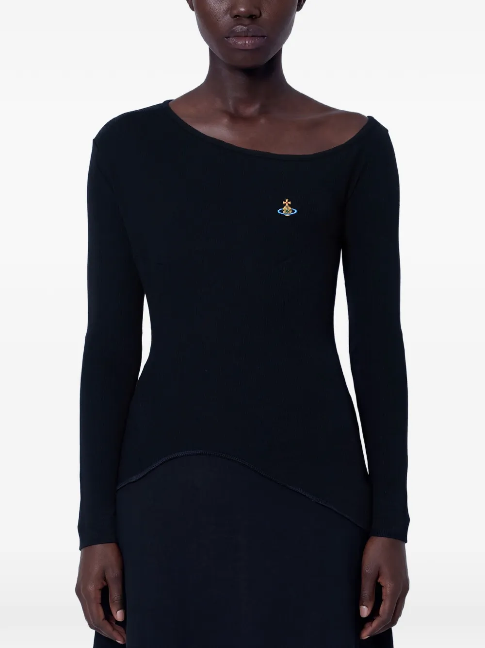 Vivienne Westwood Asymmetrische top met geborduurde Orb Zwart