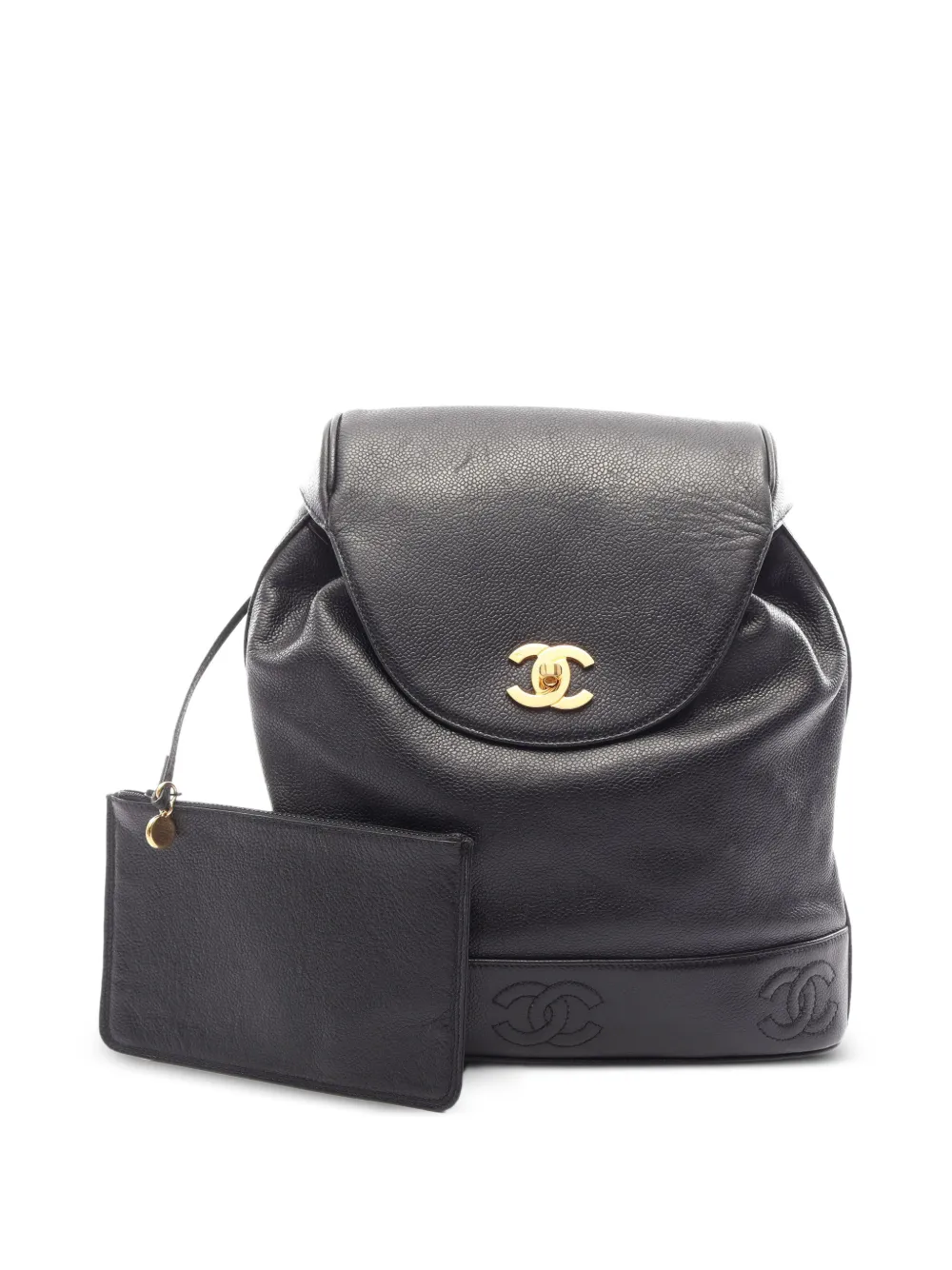 CHANEL Pre-Owned 1994-1996 Triple Coco Caviar backpack - Black