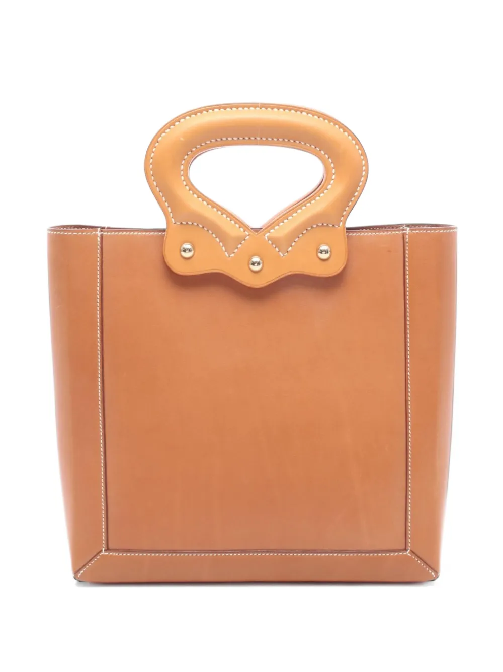 Hermès Pre-Owned 2003 cut-out handle contrast-stitch tote bag - Braun