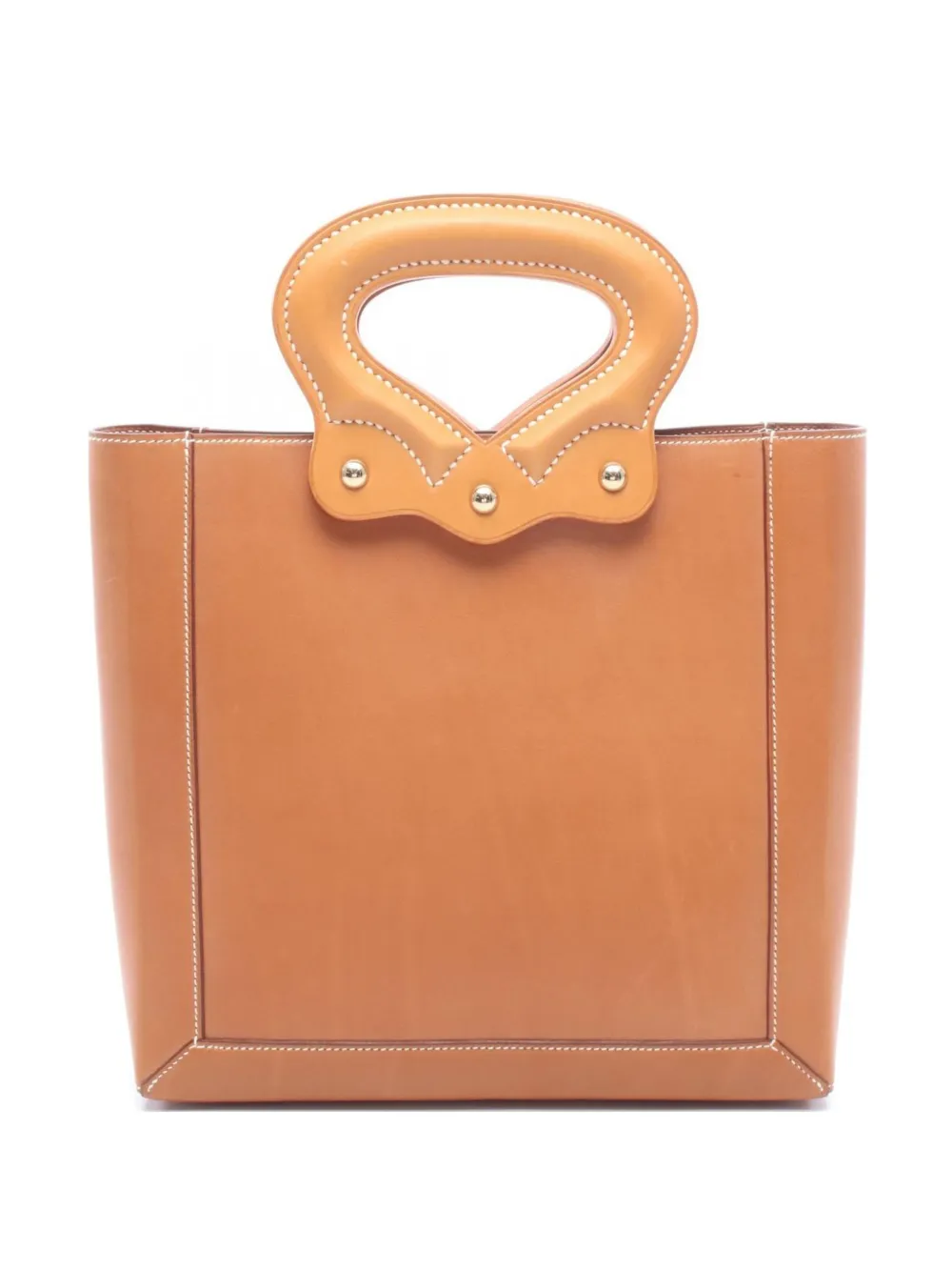 Hermès Pre-Owned 2003 cut-out handle contrast-stitch tote bag - Brown