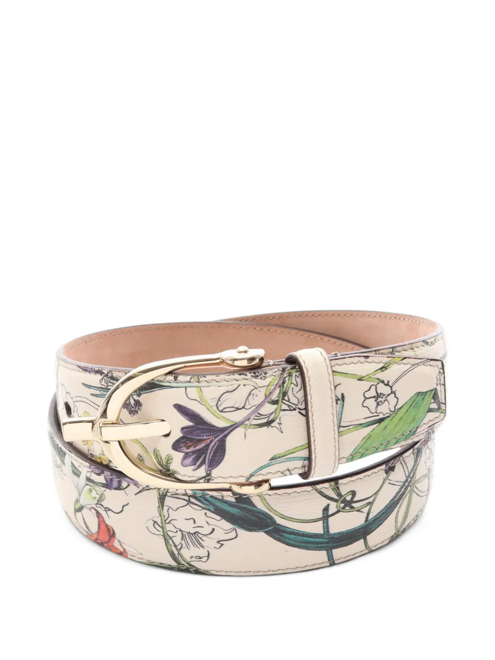 Gucci Pre-Owned 2010s Flora leather belt - Nude