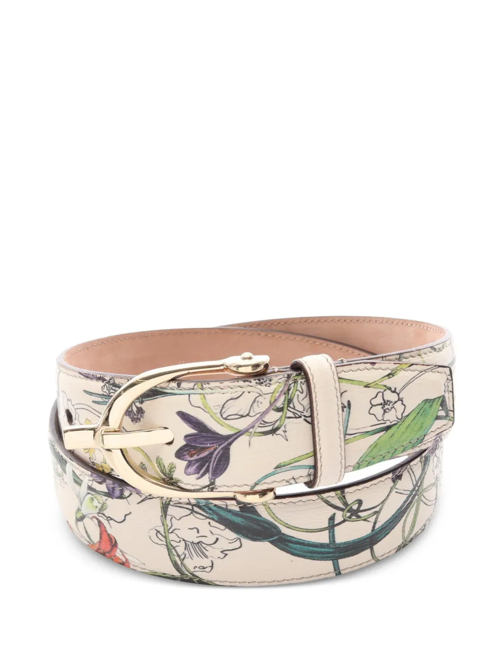 Gucci Pre-Owned 2010s Flora leather belt - Nude