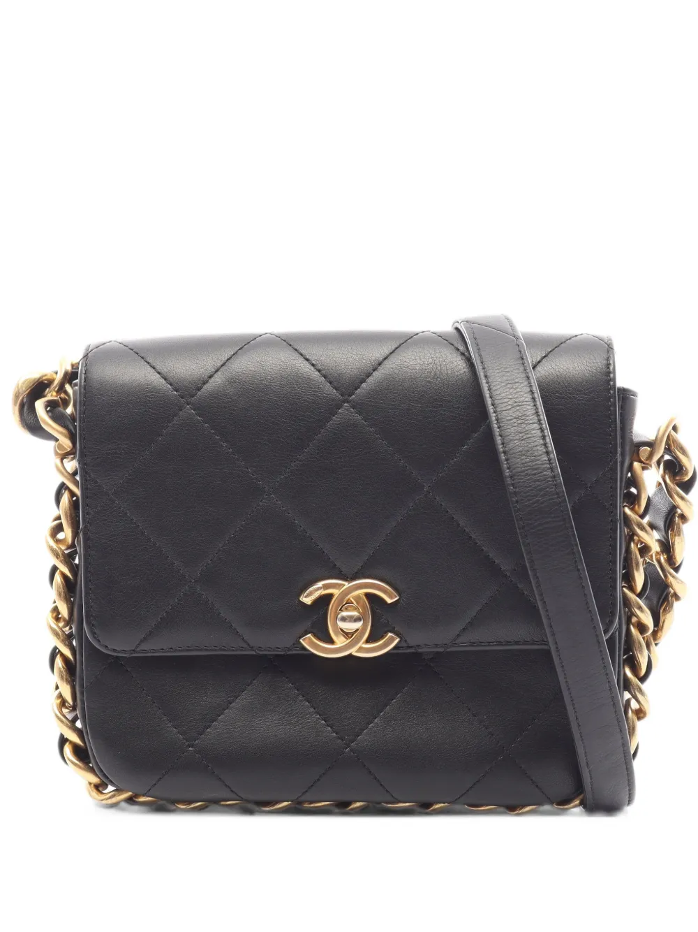 CHANEL Pre-Owned 2021 Matelassé Small flap shoulder bag - Black
