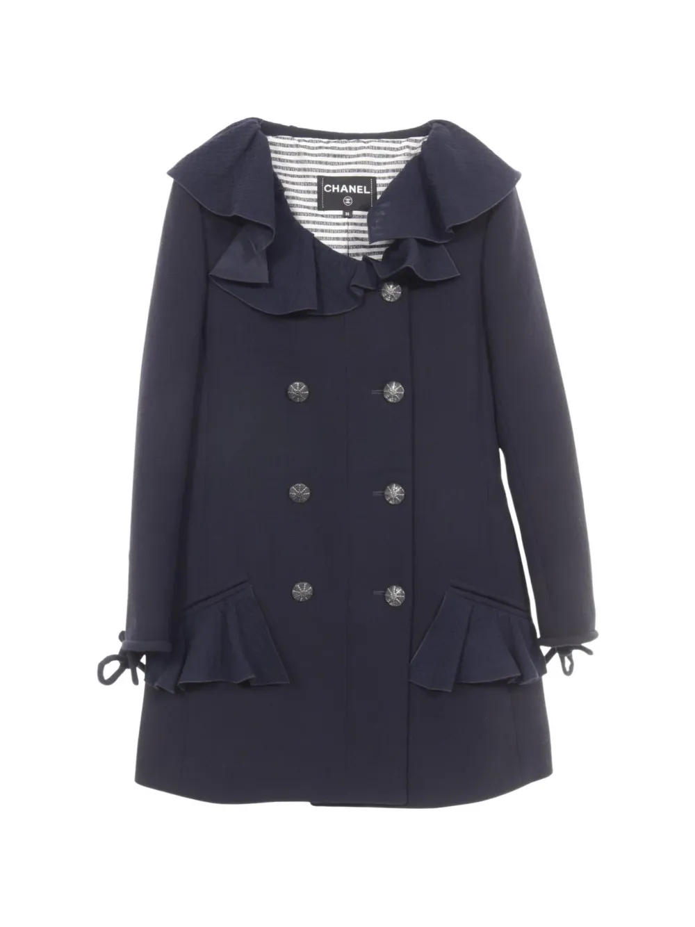 CHANEL Pre-Owned 1986-1988 double-breasted frill coat - Blau
