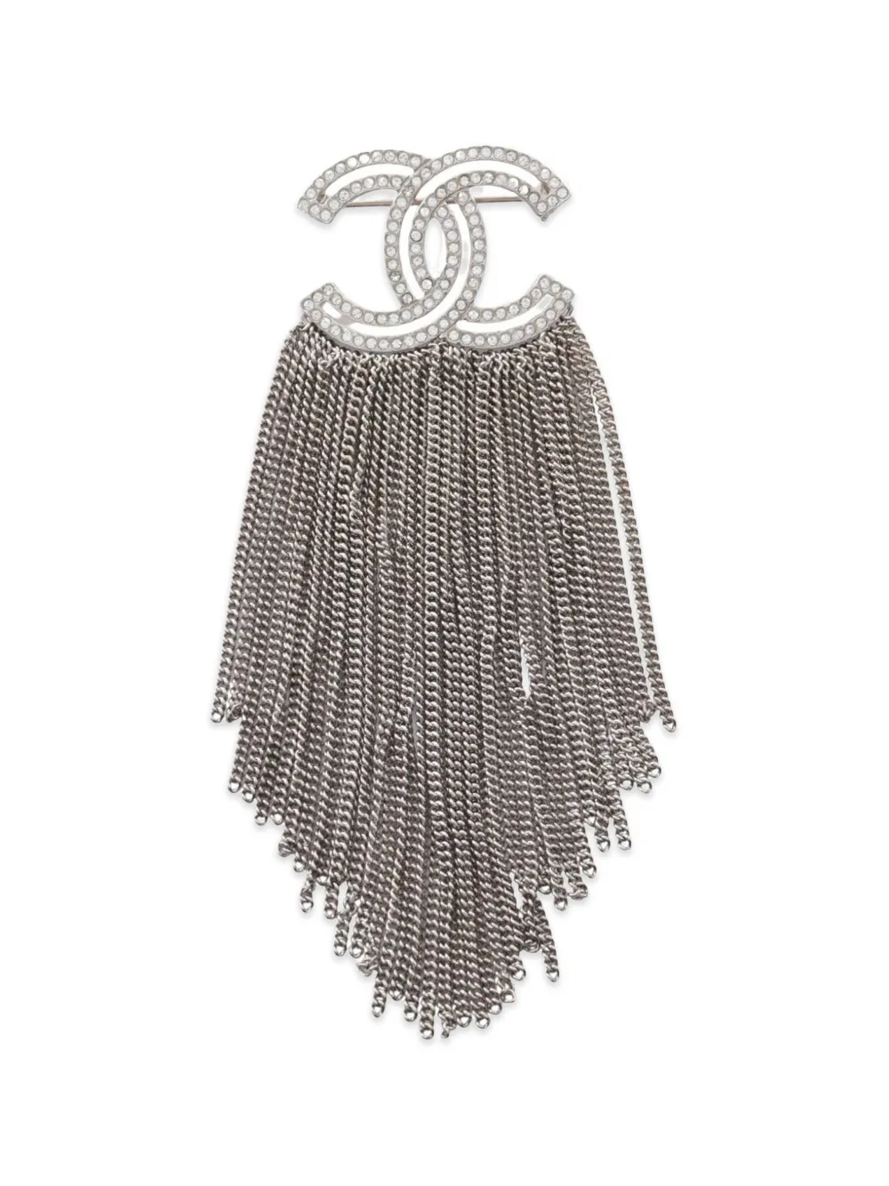 CHANEL Pre-Owned 2016 CC logo fringe brooch - Silber