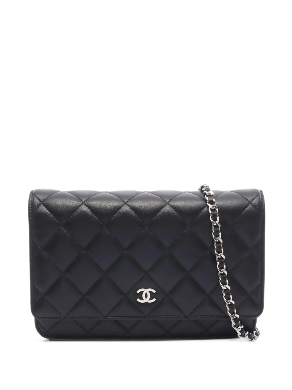 CHANEL Pre-Owned 2012 CC-logo Matelassé chain wallet - Black