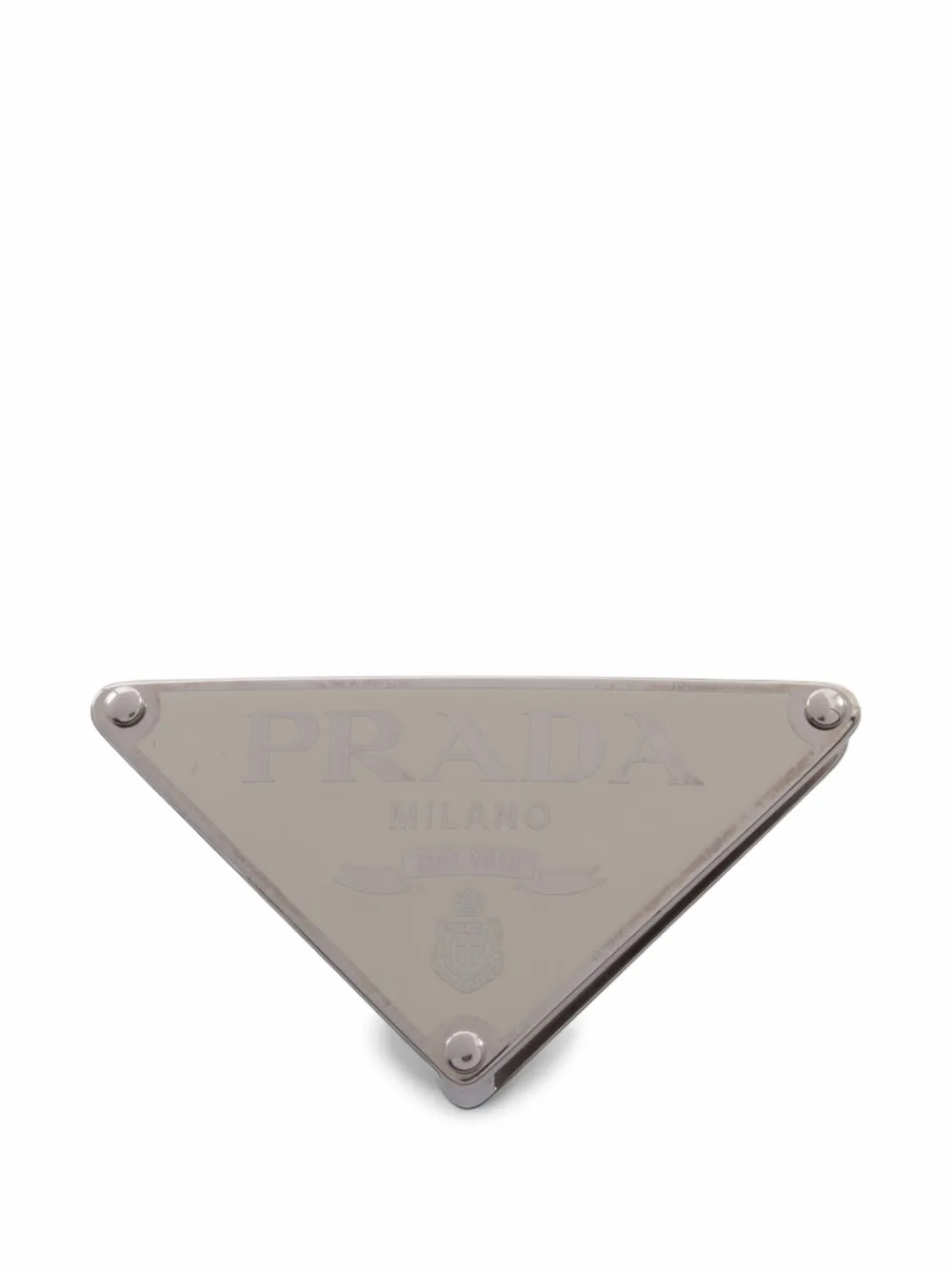 Prada Pre-Owned 2010s Triangle logo belt buckle - Argento