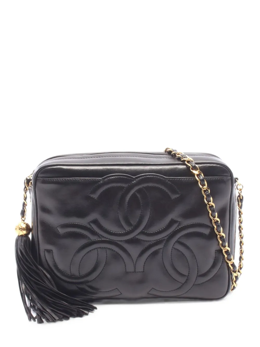 CHANEL Pre-Owned 1994-1996 triple Coco mark tassel cross body bag - Schwarz