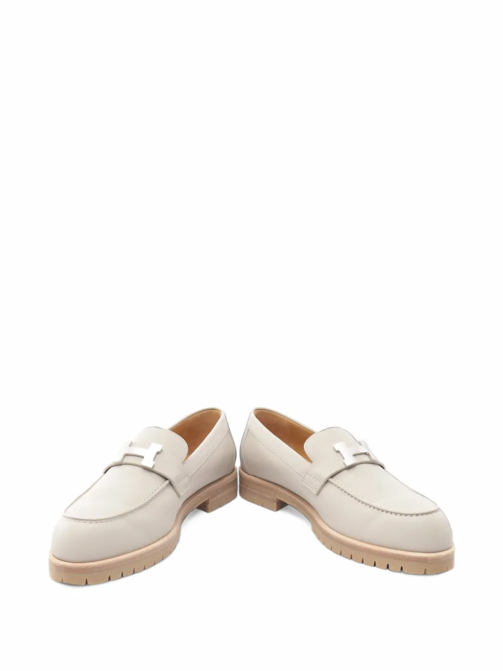 Hermès Pre-Owned 2010s Faubourg H buckle loafers - Gris Hermès Pre-Owned 2010s Faubourg H buckle loafers - Gris
