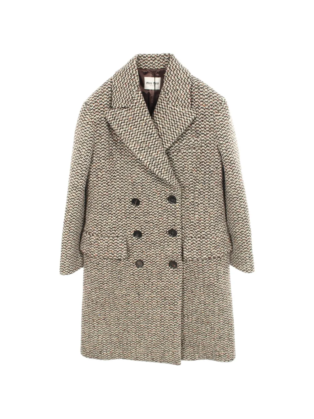 Miu Miu Pre-Owned 2010 double-breasted tweed coat - Braun