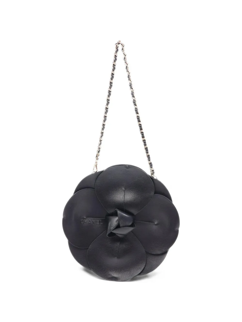 CHANEL Pre-Owned 2002-2003 Camellia chain mini bag - Black