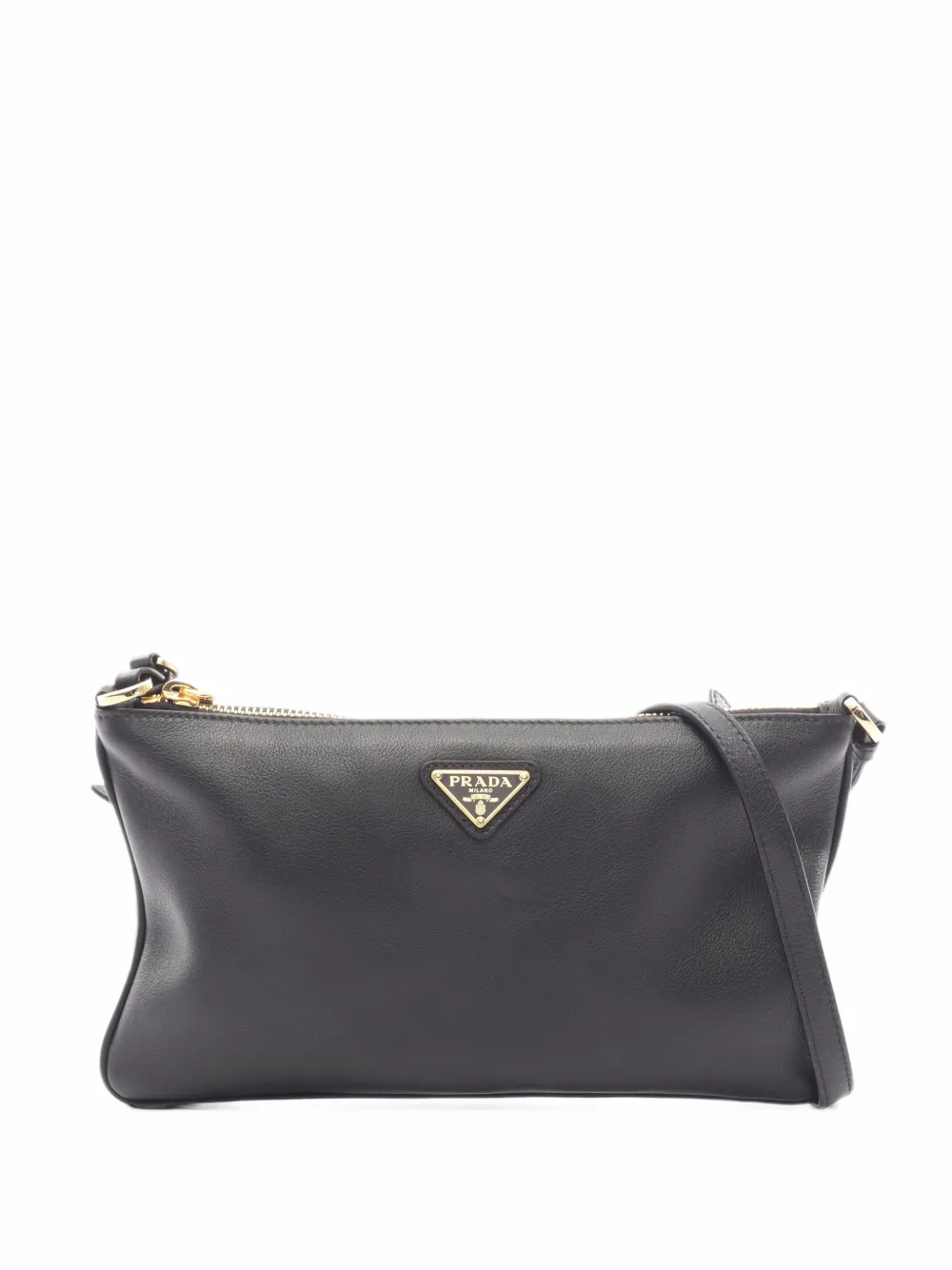 Prada Pre-Owned 2010s logo plate shoulder bag - Nero