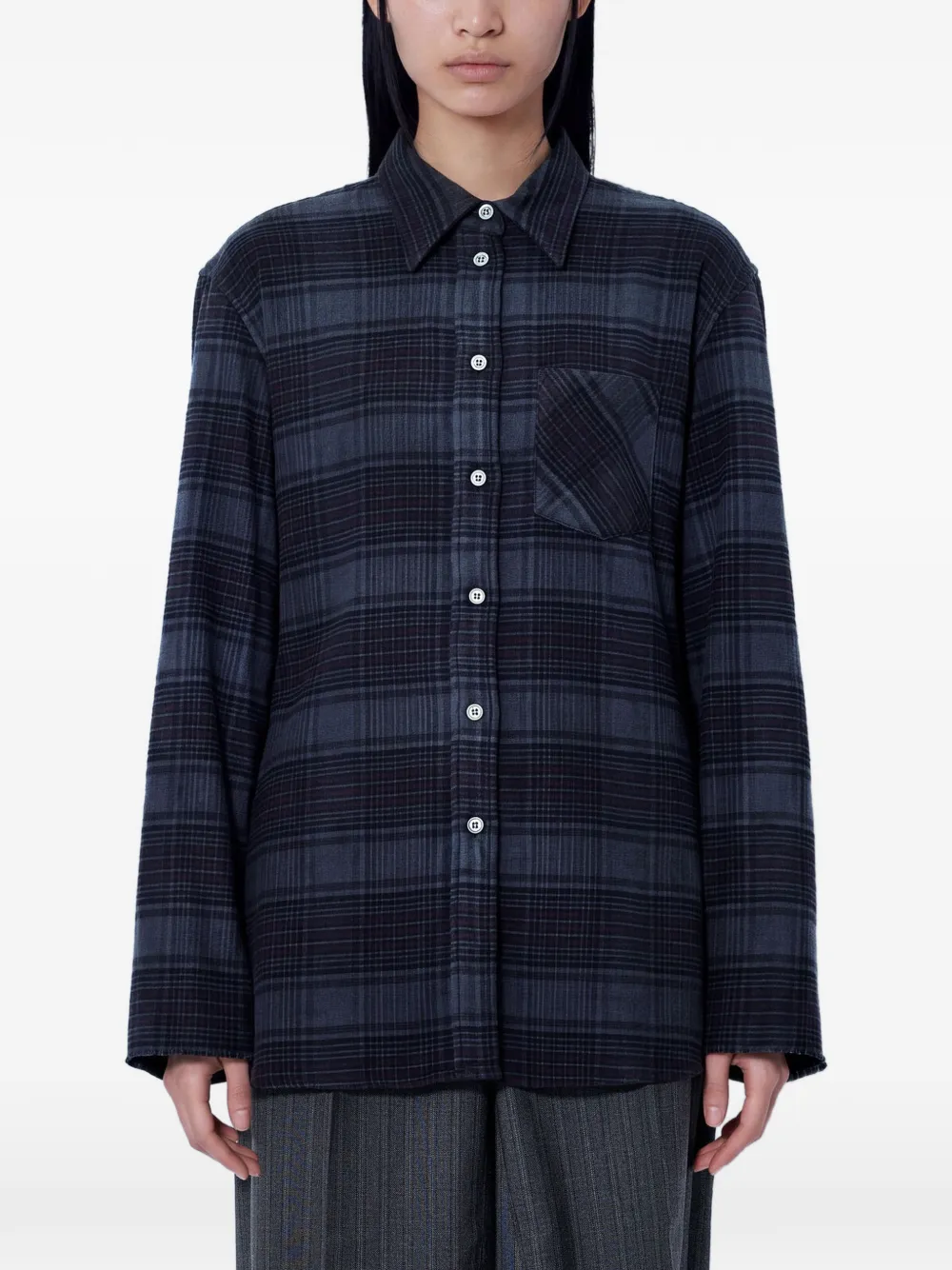 OUR LEGACY checked cotton-flannel shirt - Grigio