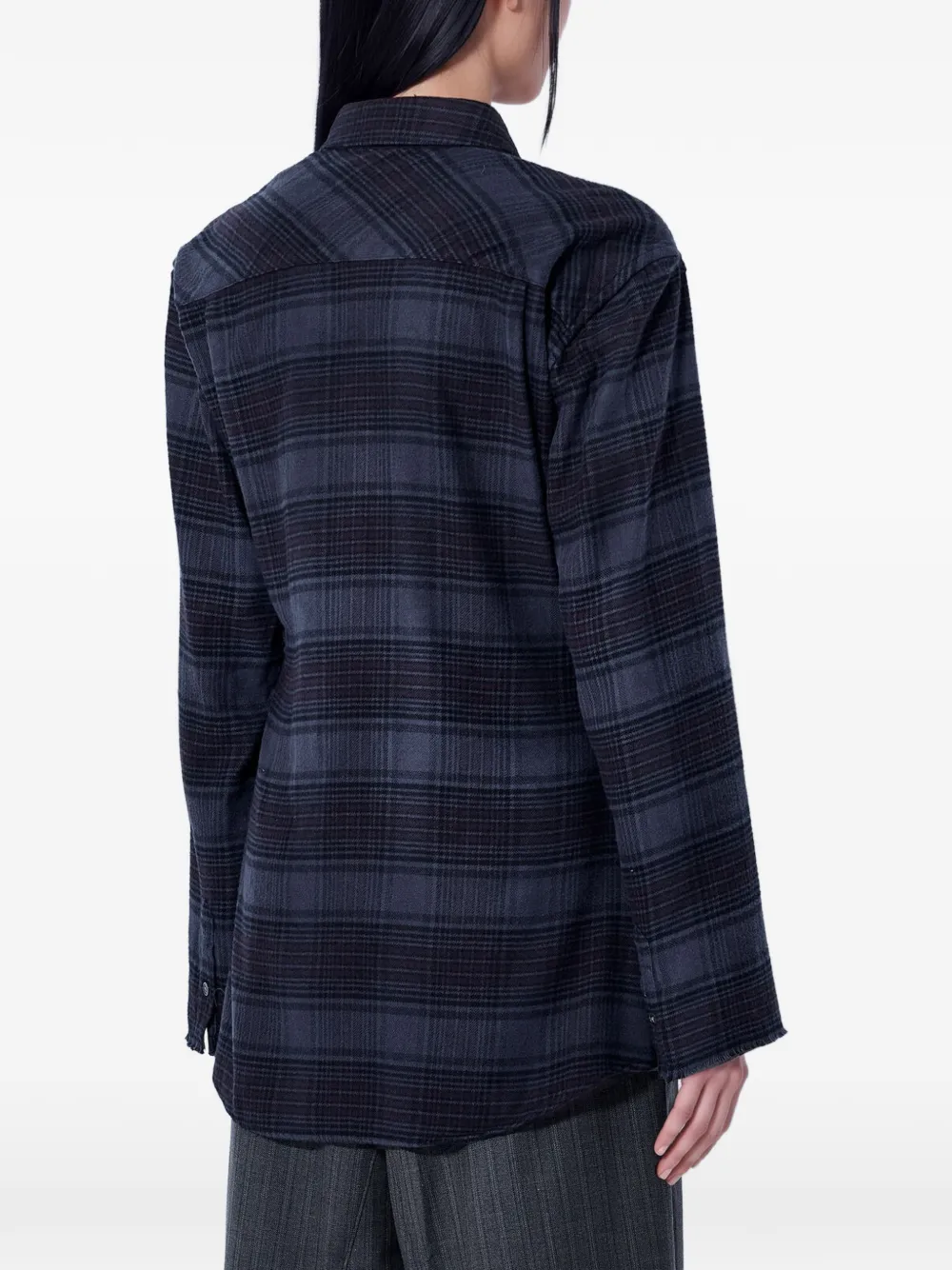 OUR LEGACY Geruite katoenen flanellen blouse Grijs