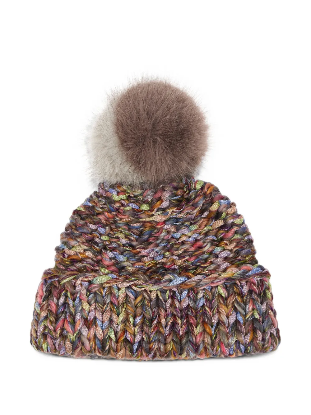 Ca4la Grob gestrickte Beanie mit Pompon - Braun