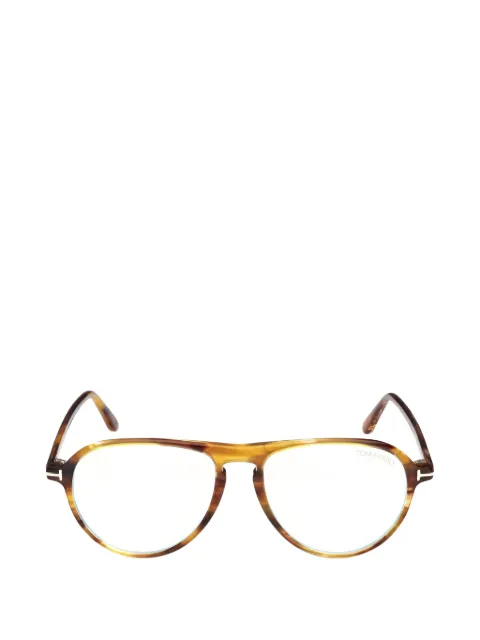 TOM FORD Eyewear tortoiseshell-effect pilot-frame glasses