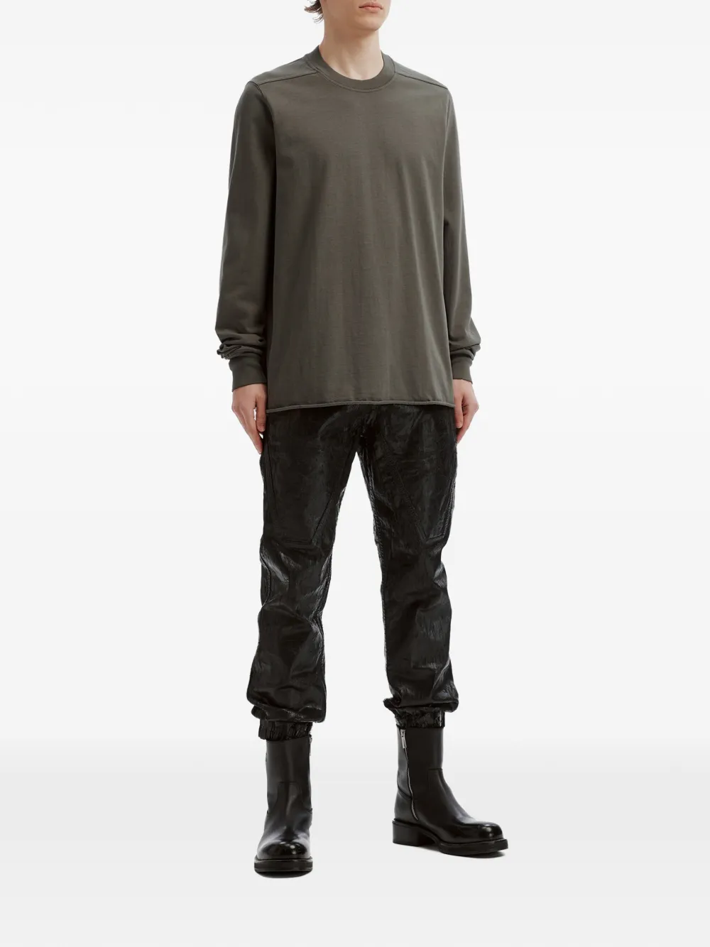 Rick Owens DRKSHDW raw-cut long-sleeve T-shirt Groen